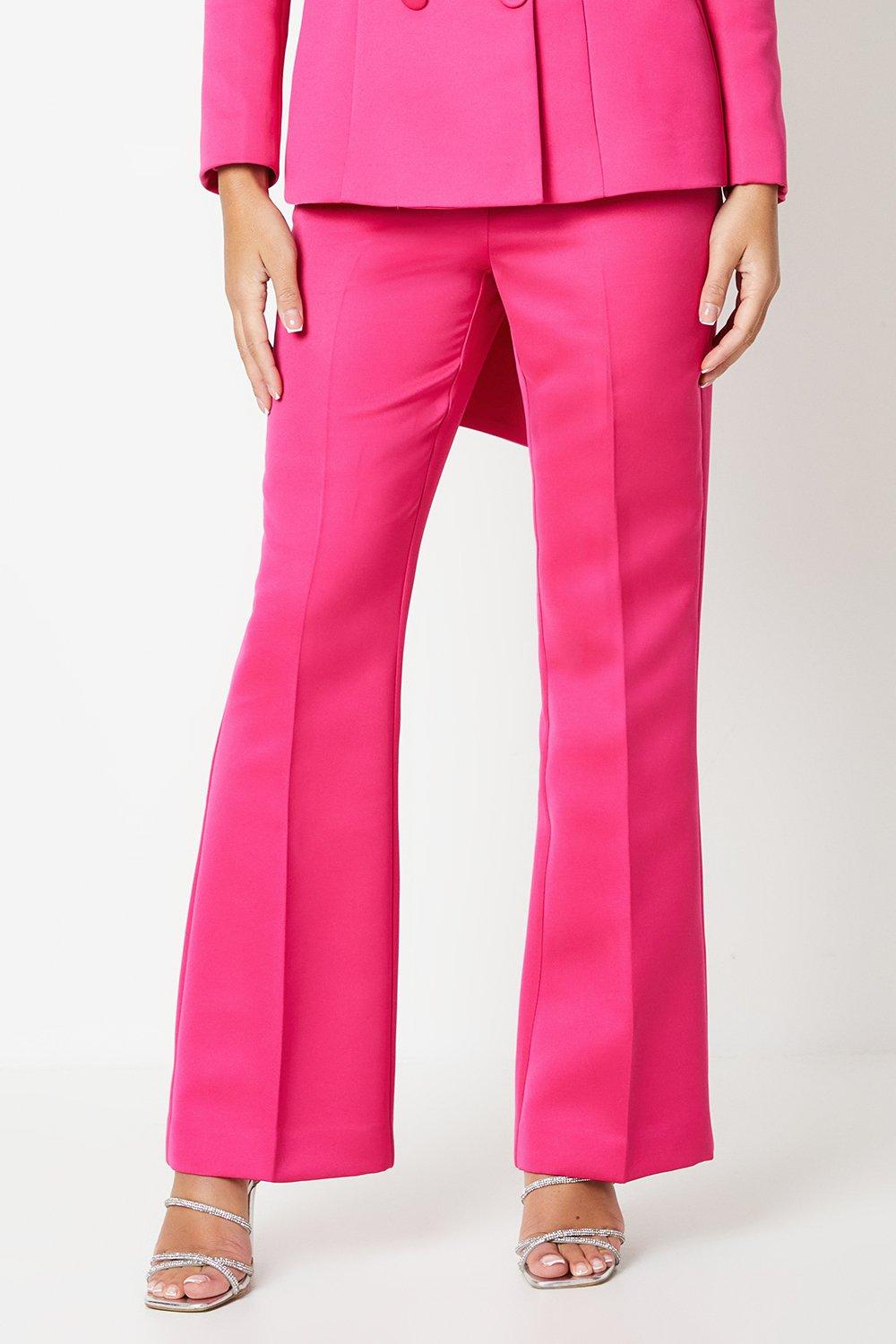 Slim Flare Structured Satin Trouser - Pink